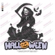 Grim Reaper with Halloween Sign Embroidery Design